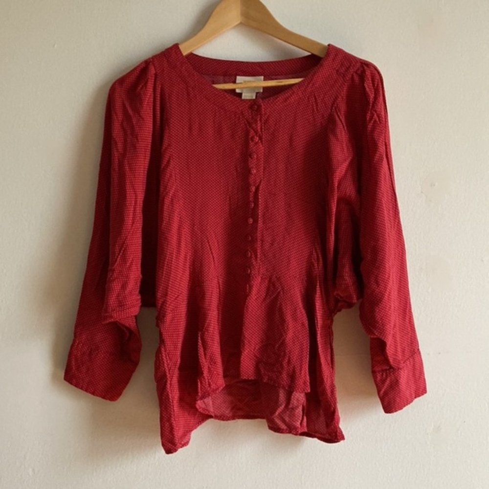 Anthropologie Maeve chatham red polka dots dolman sleeves